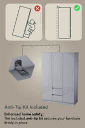 Home Discount Vida Designs Glinton 3 Door 2 Drawer High Gloss Wardrobe Storage Bedroom Furniture in Grey - thumbnail 7