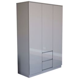 Home Discount Vida Designs Glinton 3 Door 2 Drawer High Gloss Wardrobe Storage Bedroom Furniture in Grey - thumbnail 8