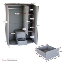 Home Discount Vida Designs Glinton 3 Door 2 Drawer High Gloss Wardrobe Storage Bedroom Furniture in Grey - thumbnail 2