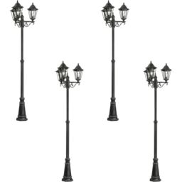 Loops 4 PACK IP44 Outdoor Bollard Light Black & Silver Patina Aluminium 60W E27 - thumbnail 1