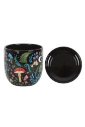 KDMD Dark Forest Print Ceramic Plant Pot with Saucer in Black - thumbnail 3