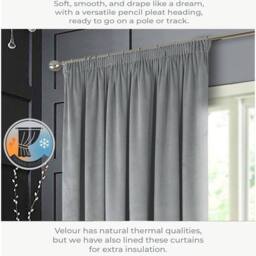 Luxury Living Montreal Taped Top Curtains in Grey - Size: 167 cm width x 137 cm drop - thumbnail 4