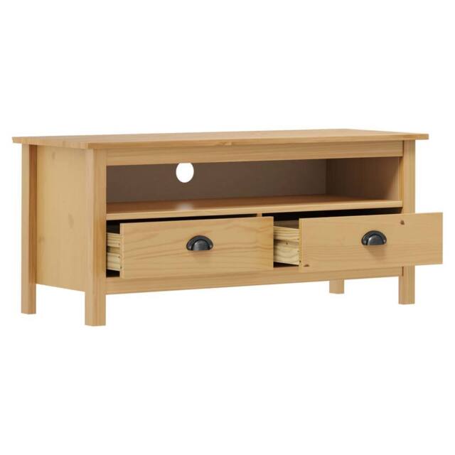 Berkfield Home TV Cabinet Hill Honey Brown 110x40x47 cm Solid Pine Wood in Light Brown - Size: 110 x 40 x 47 cm - image 1