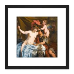 Artery8 Gerard De Lairesse Odysseus & Calypso Painting 8X8 Inch Square Wooden Framed Wall Art Print Picture with Mount in Black - thumbnail 1