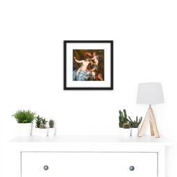 Artery8 Gerard De Lairesse Odysseus & Calypso Painting 8X8 Inch Square Wooden Framed Wall Art Print Picture with Mount in Black - thumbnail 2