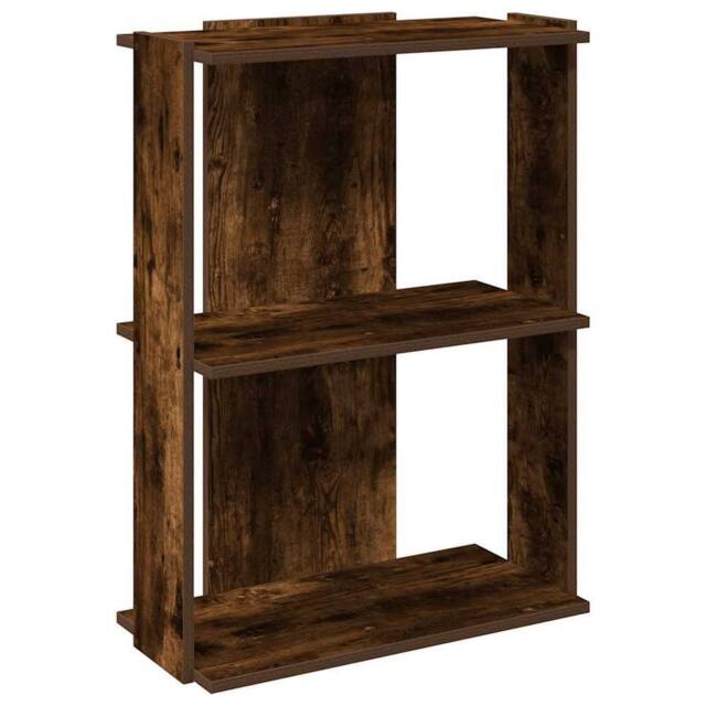 Berkfield Home Bookcase 3-Tier Smoked Oak 60x30x80 cm Engineered Wood in Brown - Size: 60 x 30 x 80 cm - image 1