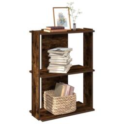 Berkfield Home Bookcase 3-Tier Smoked Oak 60x30x80 cm Engineered Wood in Brown - Size: 60 x 30 x 80 cm - thumbnail 2