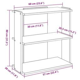 Berkfield Home Bookcase 3-Tier Smoked Oak 60x30x80 cm Engineered Wood in Brown - Size: 60 x 30 x 80 cm - thumbnail 9