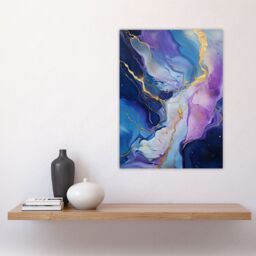 "Artery8 Purple Gold Blue Fluid Stone Crystal Abstract Artwork Painting Unframed Wall Art Print Poster Home Decor Premium - Size: W12"" x H16""" - thumbnail 4
