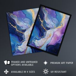 "Artery8 Purple Gold Blue Fluid Stone Crystal Abstract Artwork Painting Unframed Wall Art Print Poster Home Decor Premium - Size: W12"" x H16""" - thumbnail 2