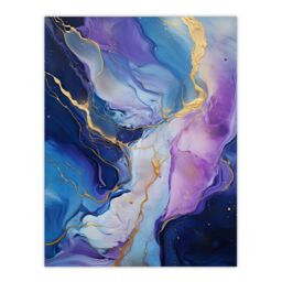 "Artery8 Purple Gold Blue Fluid Stone Crystal Abstract Artwork Painting Unframed Wall Art Print Poster Home Decor Premium - Size: W12"" x H16""" - thumbnail 1