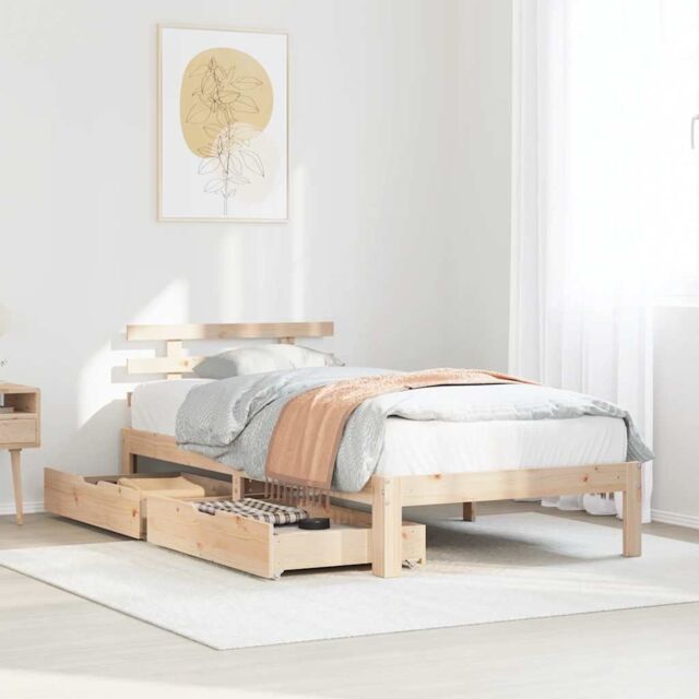 Berkfield Home Bed Frame with Drawers without Mattress 75x190 cm Small Single in Brown - image 1