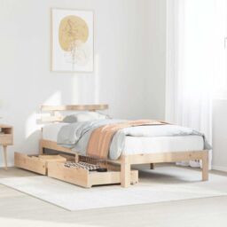 Berkfield Home Bed Frame with Drawers without Mattress 75x190 cm Small Single in Brown - thumbnail 1