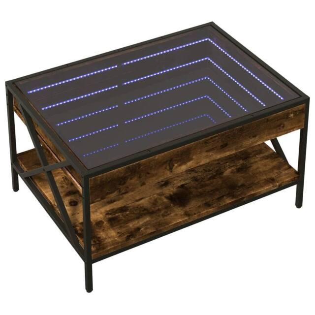Berkfield Home Decorative Coffee Table with Infinity LED Smoked Oak 70x50x38 cm in Brown - Size: 70 x 50 x 38 cm - image 1