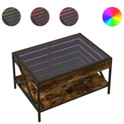 Berkfield Home Decorative Coffee Table with Infinity LED Smoked Oak 70x50x38 cm in Brown - Size: 70 x 50 x 38 cm - thumbnail 3