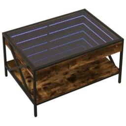 Berkfield Home Decorative Coffee Table with Infinity LED Smoked Oak 70x50x38 cm in Brown - Size: 70 x 50 x 38 cm - thumbnail 1