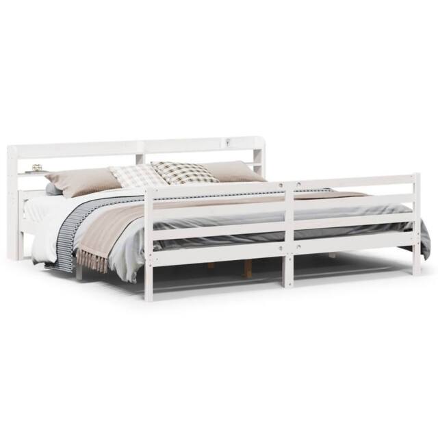 Berkfield Home Bed Frame with Headboard without Mattress White 200x200 cm - image 1