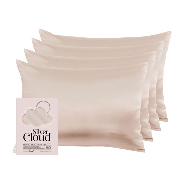 Silver Cloud Women's Silver Ion Infused Satin Pillowcase Caramel - 4 Pack in Metallic Gold - image 1