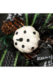 "Living and Home 40cm Halloween Wreath with Pumpkin, Bow & Pine Cones Rustic Vine Door Hanging with “Halloween"" Sign" - thumbnail 6