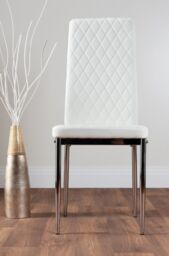 FurnitureboxUK Carson White Marble Effect Dining Table & 4 Milan Chrome Leg Chairs - thumbnail 4
