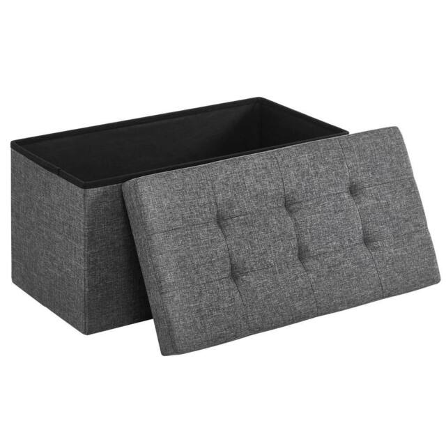 Dprodo Linen Storage Ottoman Folding Foot Rest Stool, 76cm x 38cm x 38cm in Dark Grey - Size: 76 cm x 38 cm x 38 cm - image 1