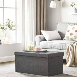 Dprodo Linen Storage Ottoman Folding Foot Rest Stool, 76cm x 38cm x 38cm in Dark Grey - Size: 76 cm x 38 cm x 38 cm - thumbnail 2