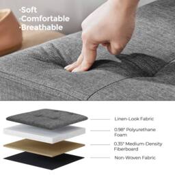 Dprodo Linen Storage Ottoman Folding Foot Rest Stool, 76cm x 38cm x 38cm in Dark Grey - Size: 76 cm x 38 cm x 38 cm - thumbnail 4