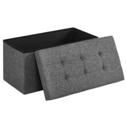 Dprodo Linen Storage Ottoman Folding Foot Rest Stool, 76cm x 38cm x 38cm in Dark Grey - Size: 76 cm x 38 cm x 38 cm - thumbnail 1
