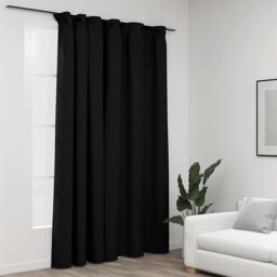 Berkfield Home Linen-Look Blackout Curtain with Hooks Anthracite 290x245 cm