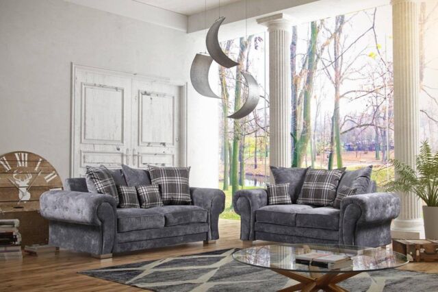 Snugg Furniture UK Limited (3+2 Seater) Chesterfield Verona Full Back Sofa Set in Grey - image 1