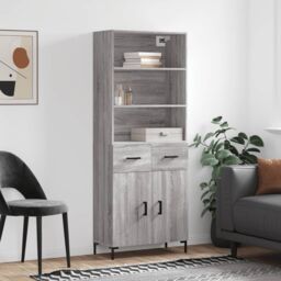 Berkfield Home Highboard Grey Sonoma 69.5x34x180 cm Engineered Wood - thumbnail 1
