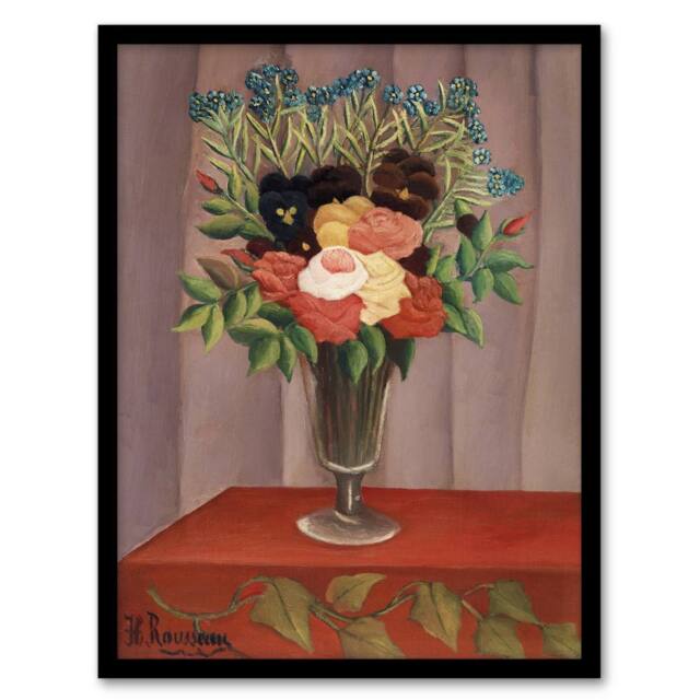 "Artery8 Bouquet of Flowers in a Vase Rousseau Vintage Framed Wall Art Print - Size: W12"" x H16""" - image 1