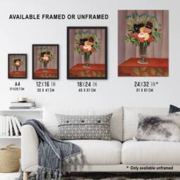 "Artery8 Bouquet of Flowers in a Vase Rousseau Vintage Framed Wall Art Print - Size: W12"" x H16""" - thumbnail 3