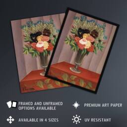 "Artery8 Bouquet of Flowers in a Vase Rousseau Vintage Framed Wall Art Print - Size: W12"" x H16""" - thumbnail 2