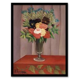 "Artery8 Bouquet of Flowers in a Vase Rousseau Vintage Framed Wall Art Print - Size: W12"" x H16""" - thumbnail 1