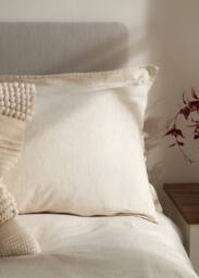 Truly Set of 2 Mushroom Stripe Linen Cotton Housewife Pillowcases in Light Brown - Size: Standard Pillow Case - thumbnail 1