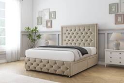 "Sloomy Vienna Coniston Divan Base 2 Drawers - 26"" Headboard & 12"" Footboard in Cream - Size: Small Single" - thumbnail 3
