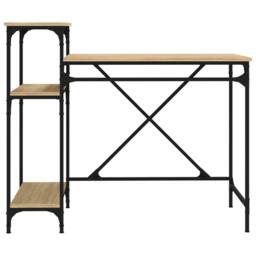 Berkfield Home Desk with Shelves Sonoma Oak 105x50x90 cm Engineered Wood&Iron in Brown - Size: 105 x 50 x 90 cm - thumbnail 5