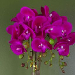 Leaf 52cm Artificial Orchid Large Dark Pink & Silver - thumbnail 2