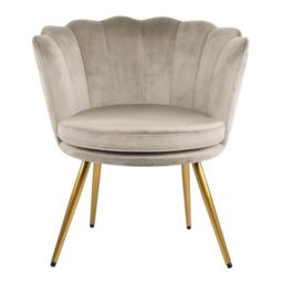 Genesis Flora Velvet Accent Chair Petal Back Plush Upholstered Modern Chair in Taupe - Size: 1 Seater - thumbnail 4
