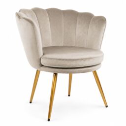 Genesis Flora Velvet Accent Chair Petal Back Plush Upholstered Modern Chair in Taupe - Size: 1 Seater - thumbnail 8