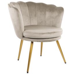 Genesis Flora Velvet Accent Chair Petal Back Plush Upholstered Modern Chair in Taupe - Size: 1 Seater