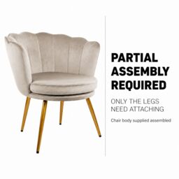 Genesis Flora Velvet Accent Chair Petal Back Plush Upholstered Modern Chair in Taupe - Size: 1 Seater - thumbnail 7