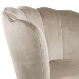 Genesis Flora Velvet Accent Chair Petal Back Plush Upholstered Modern Chair in Taupe - Size: 1 Seater - thumbnail 3