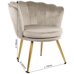 Genesis Flora Velvet Accent Chair Petal Back Plush Upholstered Modern Chair in Taupe - Size: 1 Seater - thumbnail 2