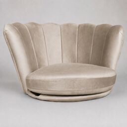 Genesis Flora Velvet Accent Chair Petal Back Plush Upholstered Modern Chair in Taupe - Size: 1 Seater - thumbnail 9
