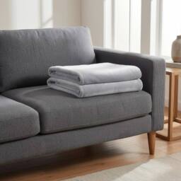 Garden Greatness Casa Classic Grey Plain Throw - Size: 130 cm x 170 cm - thumbnail 2