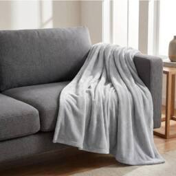 Garden Greatness Casa Classic Grey Plain Throw - Size: 130 cm x 170 cm - thumbnail 1