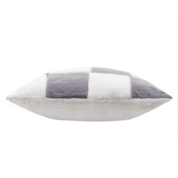 Heya Home Cozee Check Faux Fur Cushion in Blue - Size: 50 cm x 50 cm - thumbnail 3