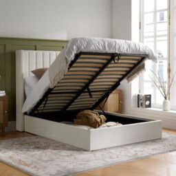 Birlea Maisey Ottoman Cream Linen Fabric Double Bed Frame - thumbnail 1
